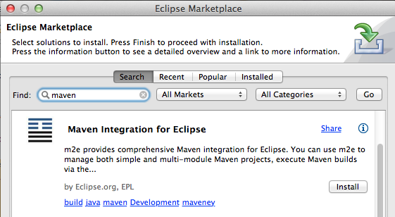 Screenshot of Eclipse Marketplace